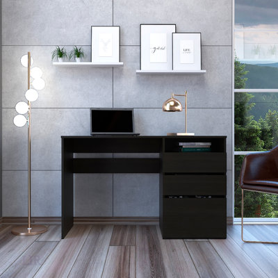 Bureau d'ordinateur à trois tiroirs Dublin avec plateau spacieux et rangement, idéal pour le bureau à domicile et les petits espaces