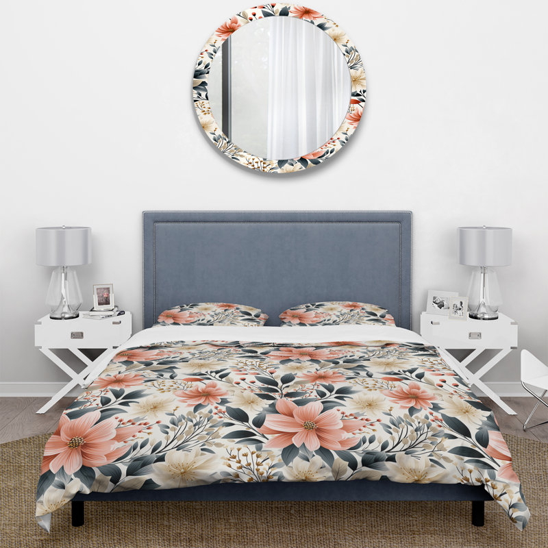 Neutral Foliage III - Plants Duvet Cover Set - Microfiber Polyester, Queen Duvet Cover + 2 Standard Shams