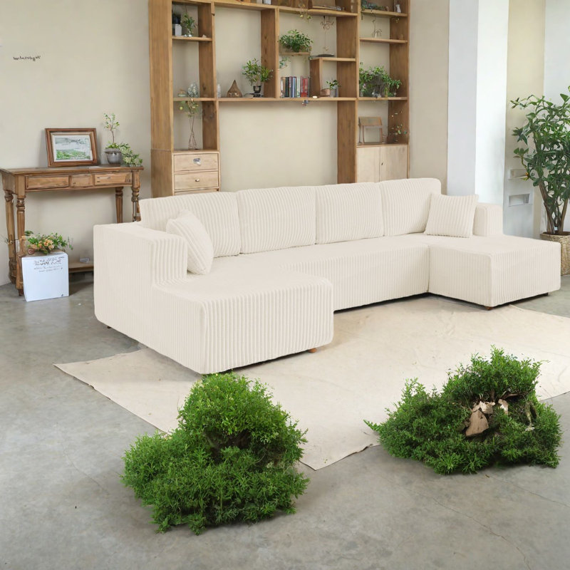 Canapés modulaires en U à compression, canapé moderne en velours côtelé pour la maison