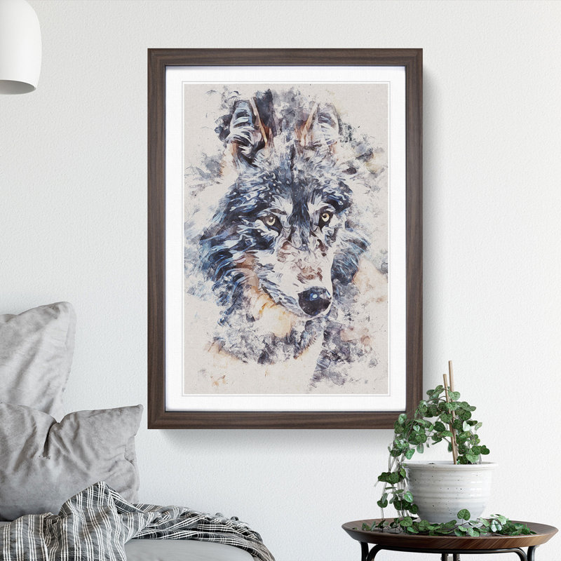 The Eyes of a Wolf - Picture Frame Graphic Art, Walnut Framed, 33cm H x 24cm W x 2cm D