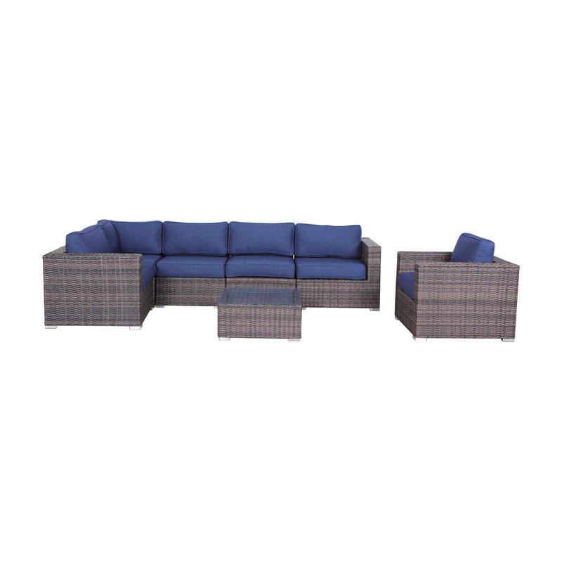 Ensemble de conversation modulaire 7 pièces avec coussins Sunbrella entièrement assemblés