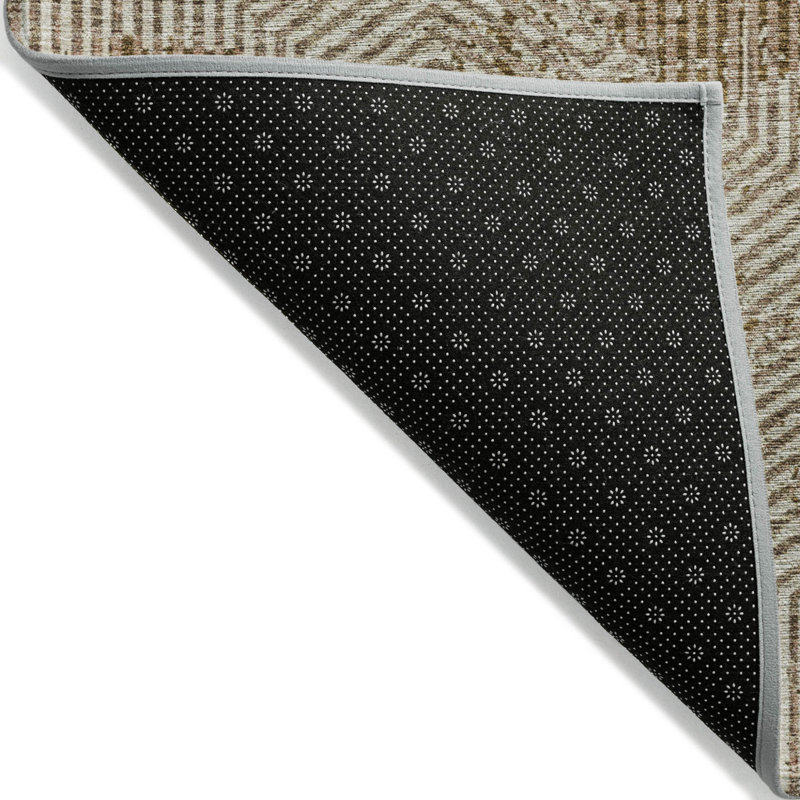 HomeRoots 3' X 5' Brown And Beige Geometric Washable Indoor Outdoor Area Rug