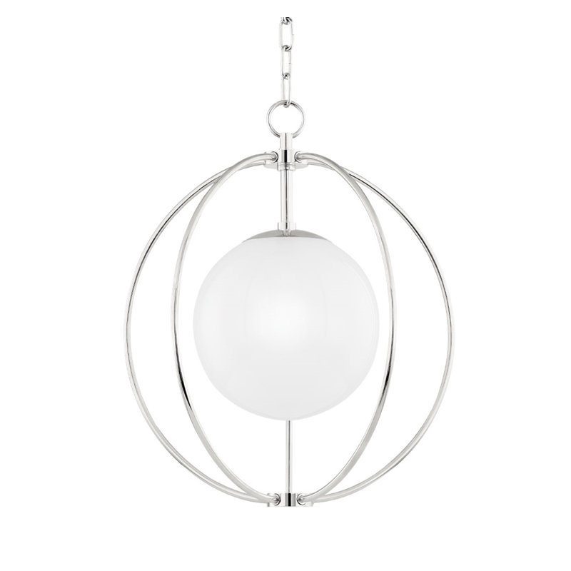 Luminaire suspendu 1 lumière Lyla, Nickel poli, H 31,75 po x l 28 po x P 28 po