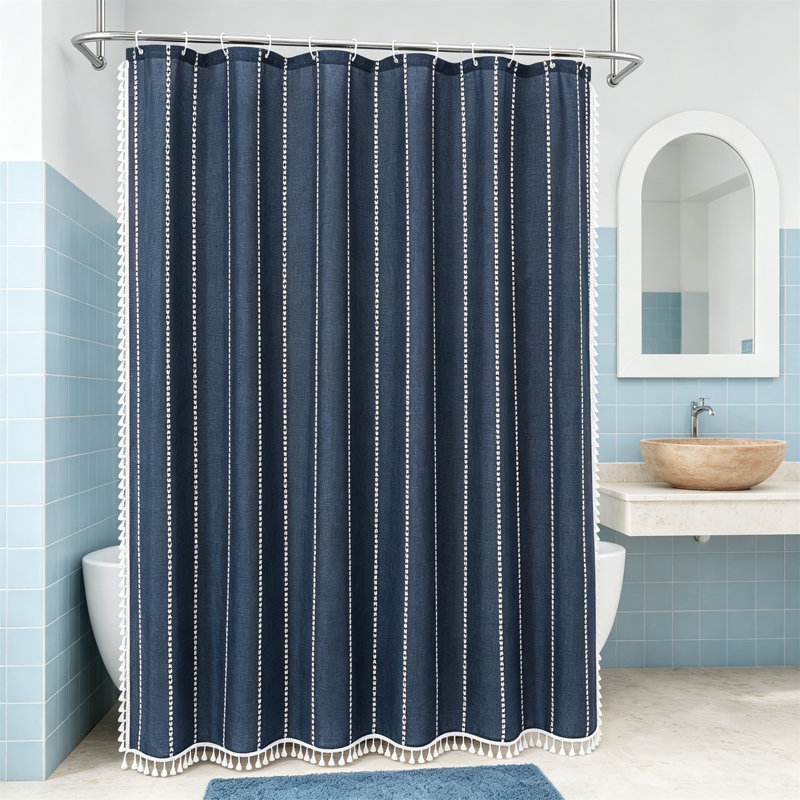 Rideau de douche Boho Farmhouse, Navy