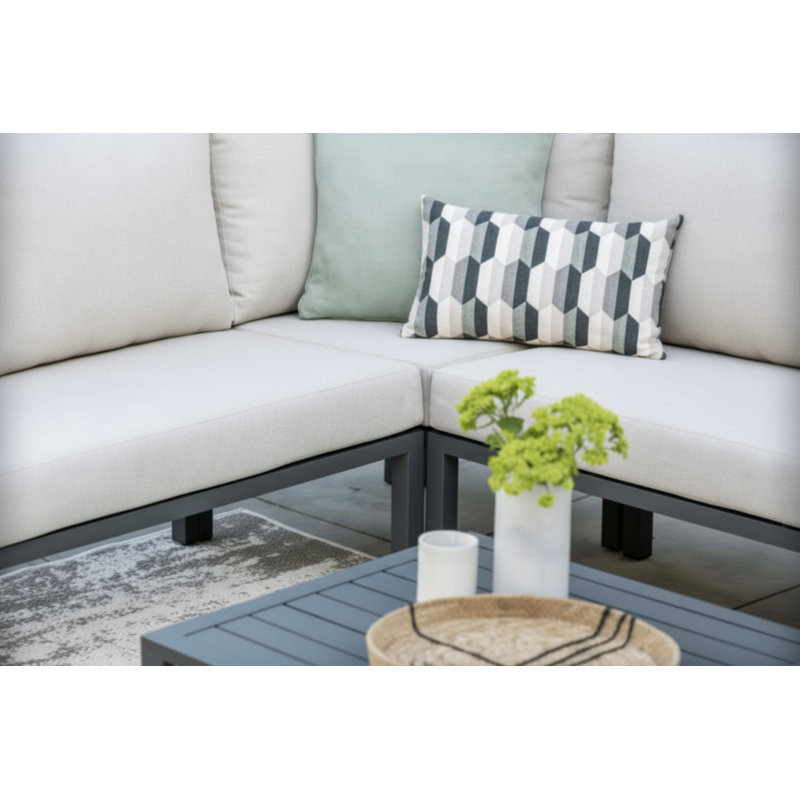 Wallach 5 Seater Corner Set Grey Cushions, Beige