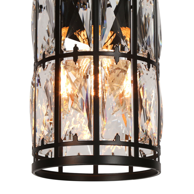  Baconton 3 - Light 31.5" W Glam Crystal Accents Kitchen Island Linear Pendant
