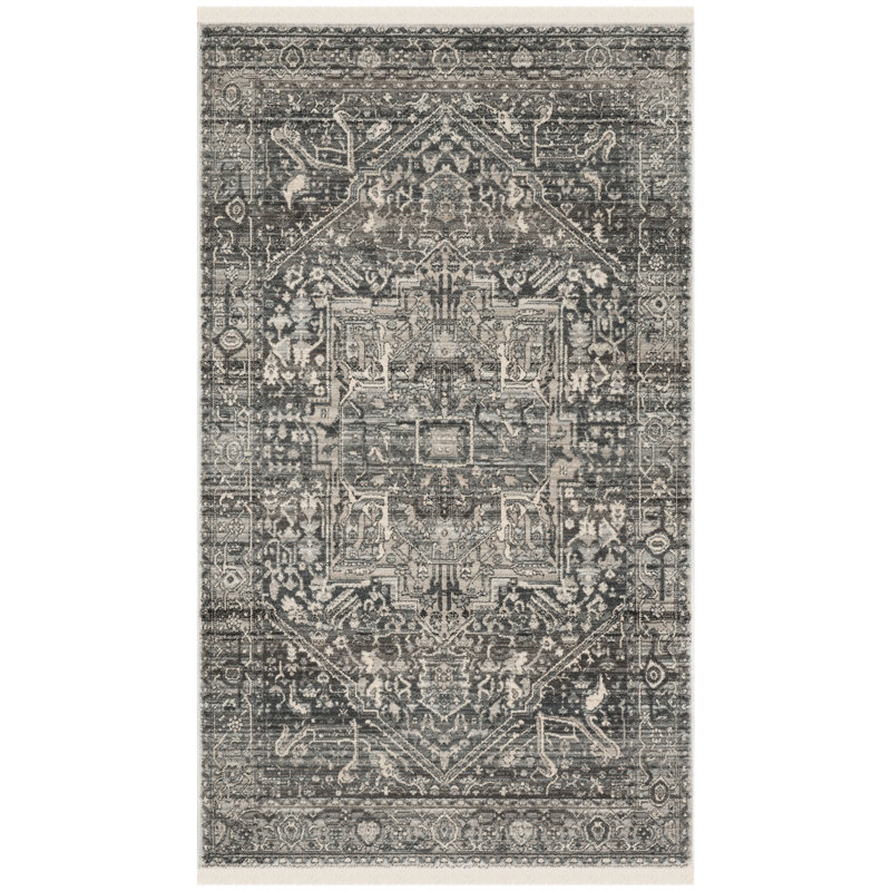 Gloversville Oriental Gray/Charcoal Area Rug, Rectangle 3' x 5'