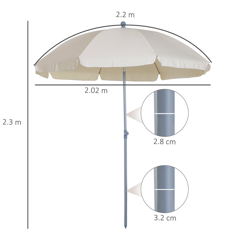 Bronica 202cm Tilt Beach Parasol, White