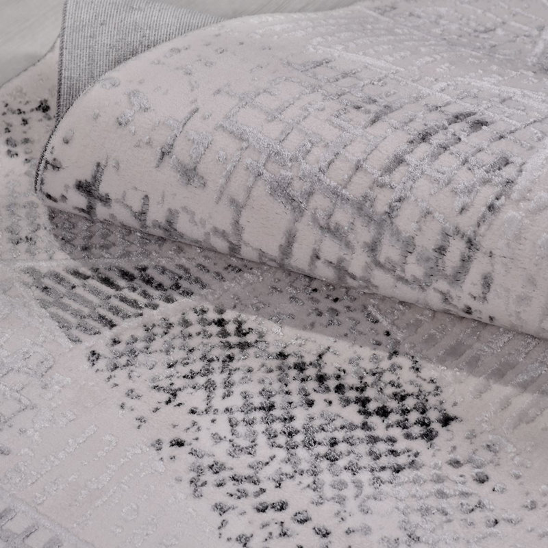 Tapis gris moderne lavable à la machine, Rectangle 3 pi 4 po x 5 pi