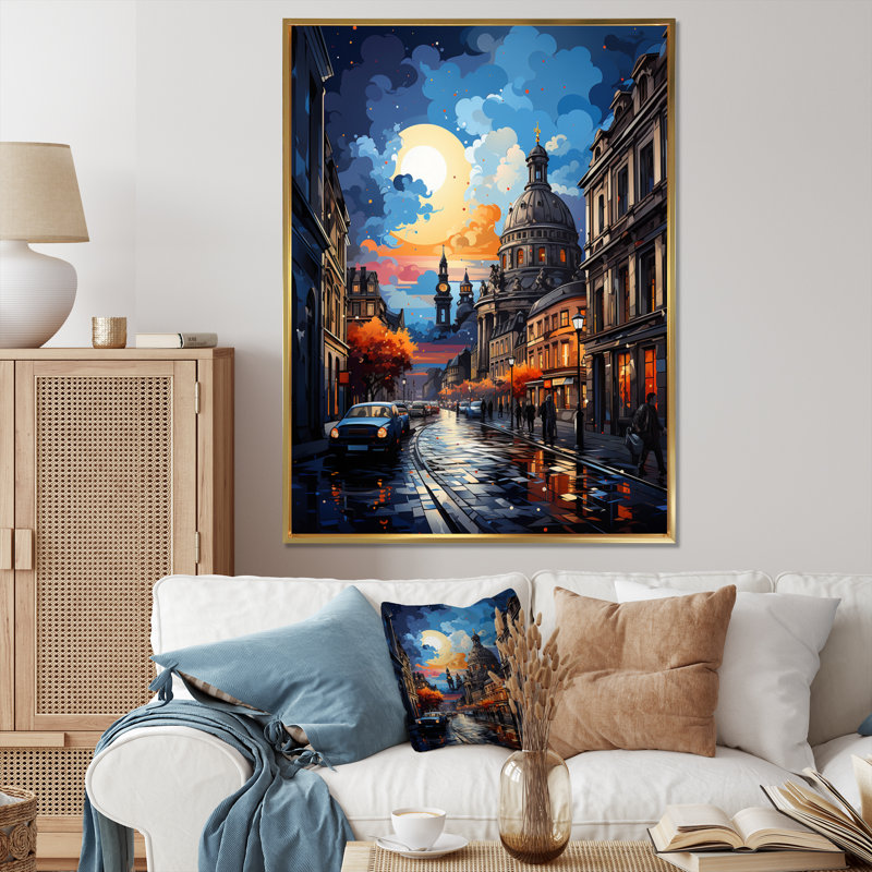 «Allemagne Dresden Baroque City IV», reproduction sur toile, H 44 po x l 34 po x P 1,5 po, Cadre flottant doré