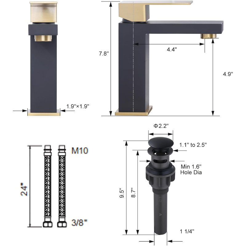 ARCORA Modern Bathroom Sink Faucet, Single-Handle Vanity Faucet for 1 or 3-Hole Installation with Deck Plate & Pop-Up Drain