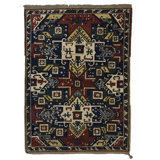 Kazak Wool Southwestern Area Rug in Ivory/Green/Red