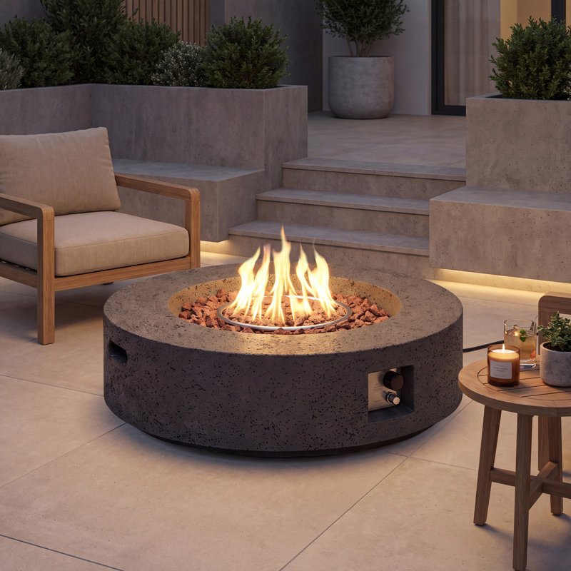 Borgia Concrete Propane Fire Pit Table, Stone Gray