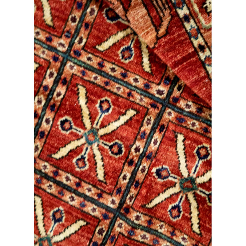 Hand-Knotted High-Quality Red Square Area Rug