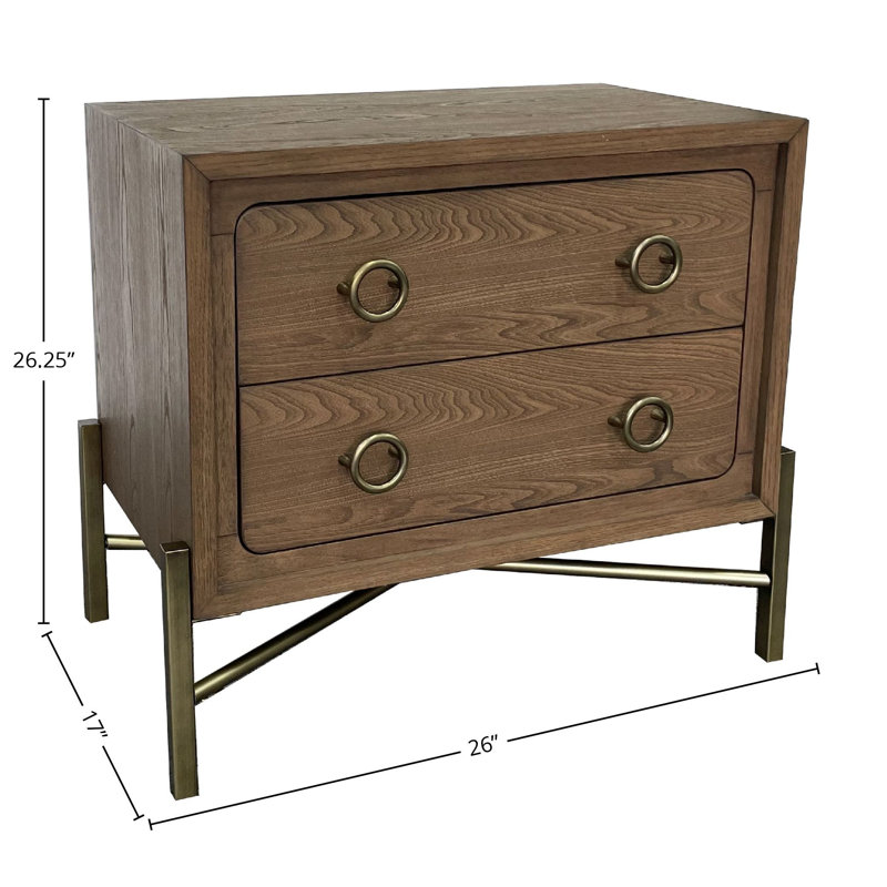 Jaywon Aurora 2-Drawer Nightstand with USB, Latte