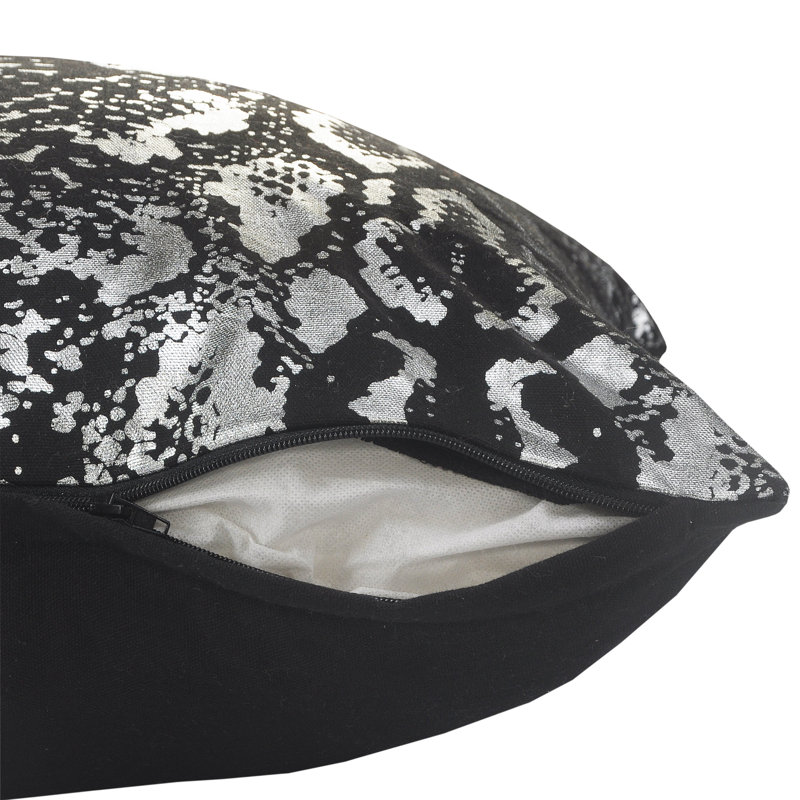 Ensemble de coussins en coton Glam, Noir / argent