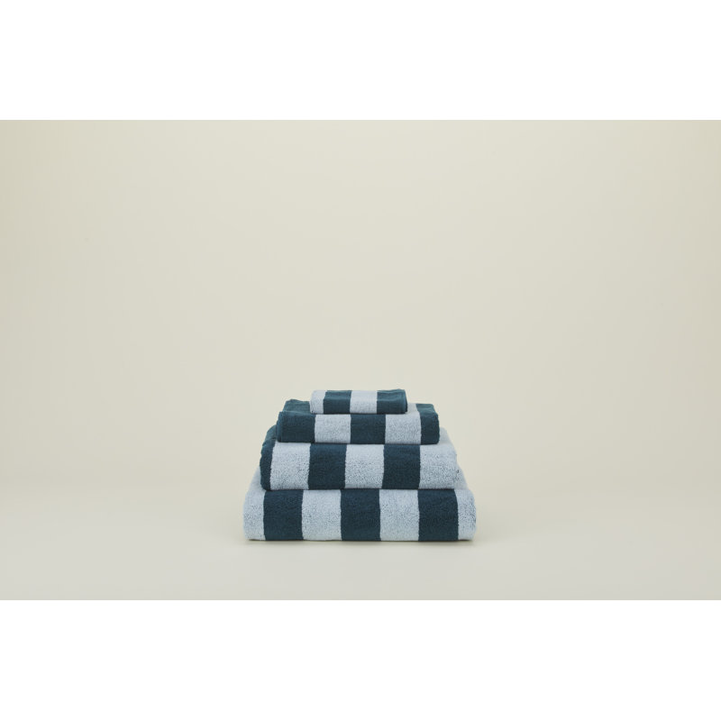 Simple Striped Terry Bath Towel, Bath Sheet - 1 Pack, Sky/Peacock