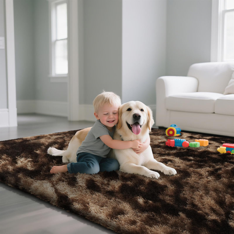 Brown Black Fuzzy Area Rug - Ultra Soft Shag Rug for Living Room, Bedroom, Holiday Decor, Non-Slip Plush Carpet for Modern Home