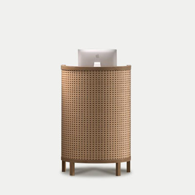 Rustic Half-Circle Manufactured Wood Reception Desk