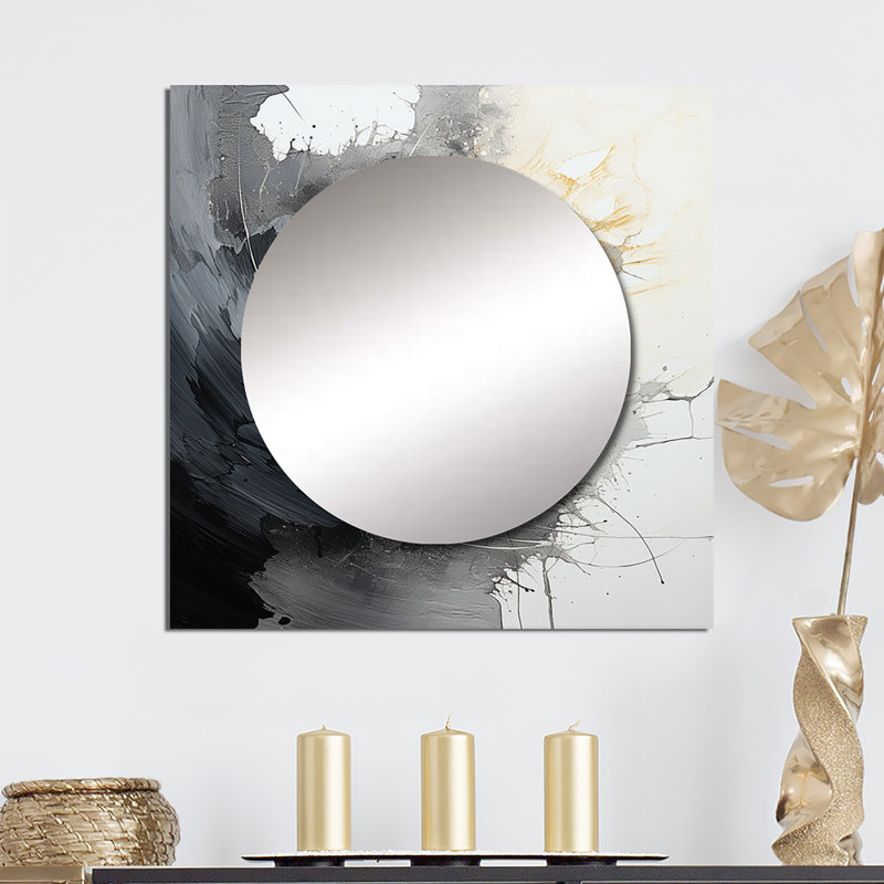 Gaspara - Miroir carré abstrait mural pour chambre à coucher, 23 po x 23 po