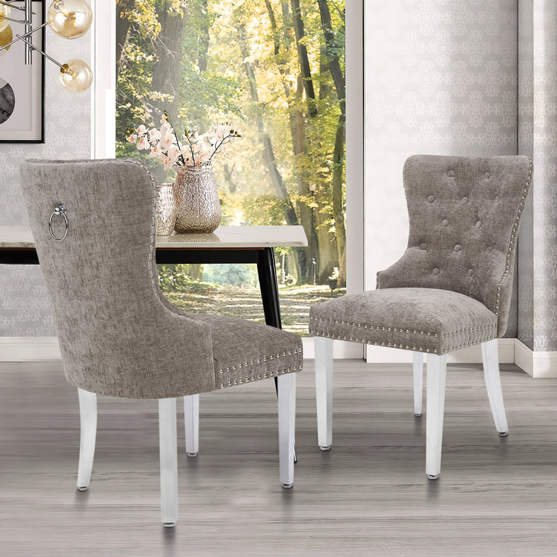 Chaise de salle à manger Parsons, Chenille gris foncé