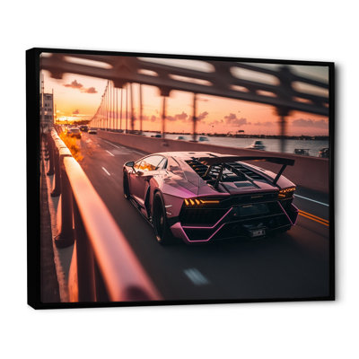 «Fast Car On The Higway - Cars Race Exotic», reproduction sur toile encadrée