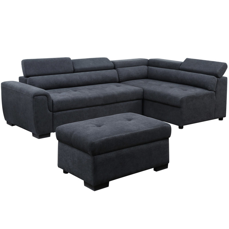 Canapé-lit 97 po en tissu gris foncé avec rangement de 72 po x 46 po et longueur du produit 96,09 po