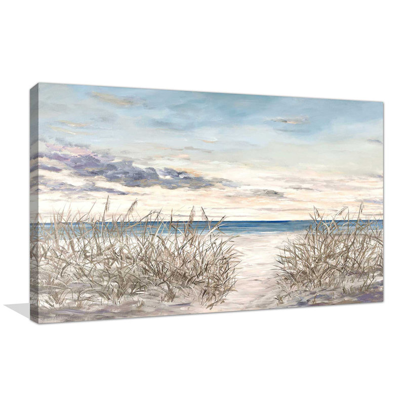 «Peaceful Beaches» par Julie Derice - Peinture, Toile tendue, H 28 po x l 48 po x P 1,5 po