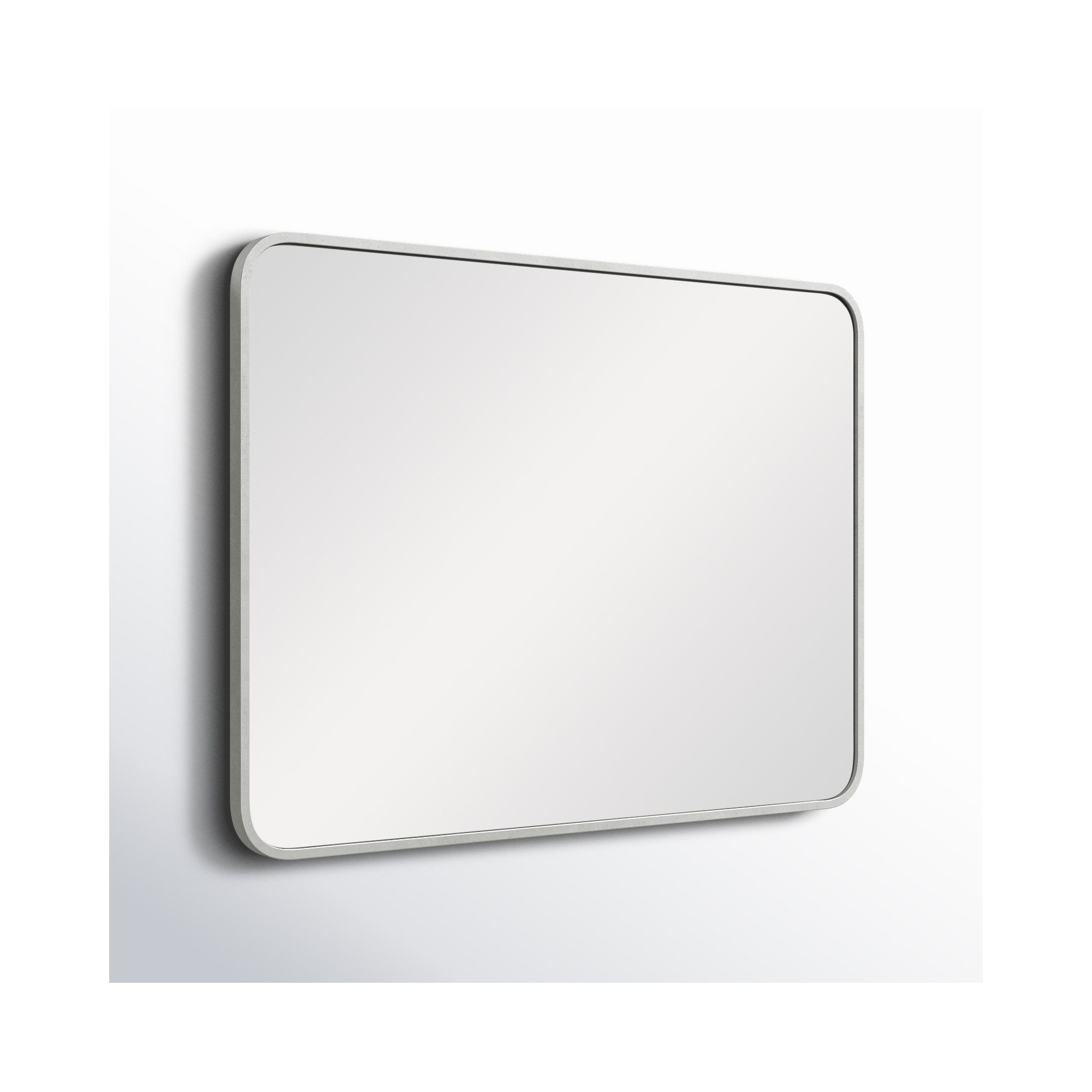 Sabine Metal Rounded Rectangle Wall Mirror, Silver, 36" x 27"