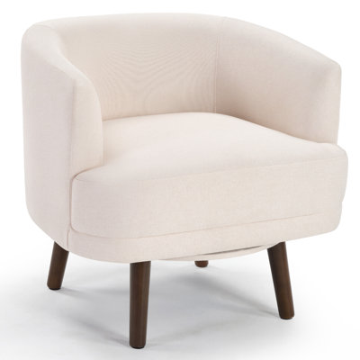 28.8'' Wide Modern Soft Upholstered Swivel Living Room Barrel Chair With Solid Wood Legs