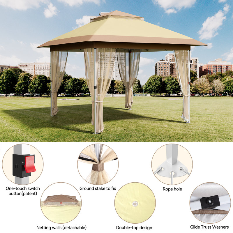 Vault Gazebo, Beige, 9' H x 12' W x 12' D