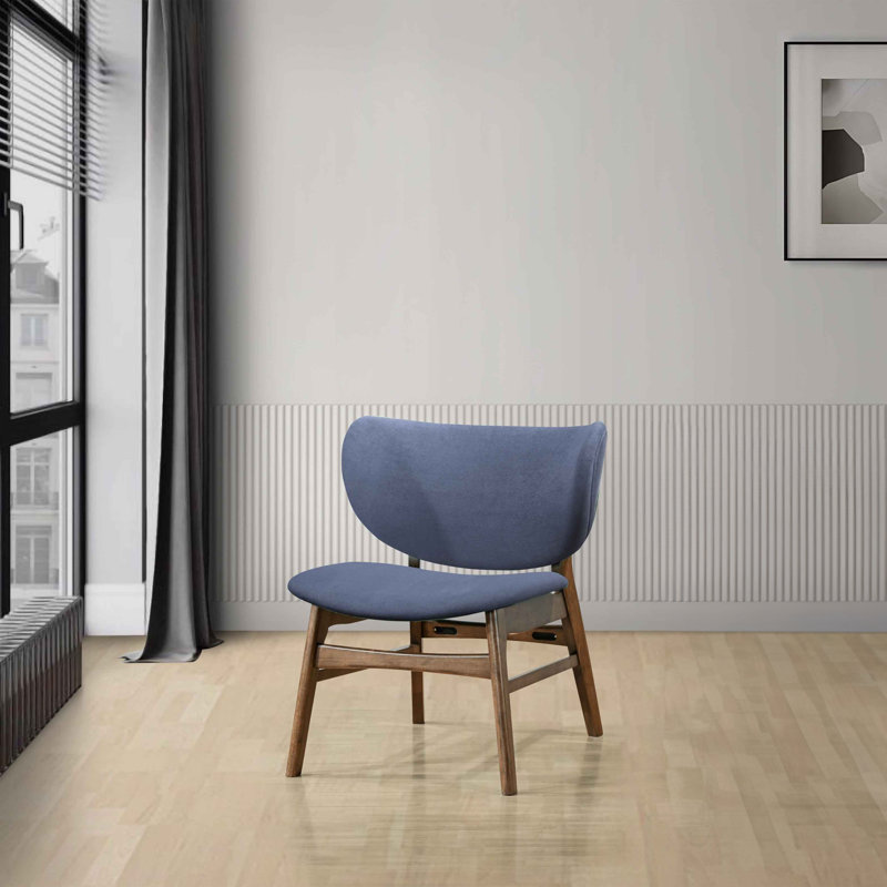 Chaise d'appoint rembourrée en bois Lorrisa, Polyester bleu