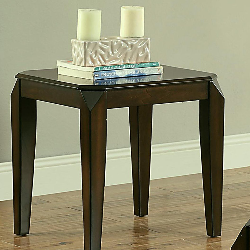 Walnut wood end table, slender leg design