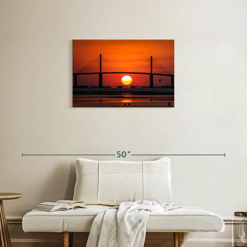 Coucher de soleil sur le pont Lilie, H 20 po x l 30 po
