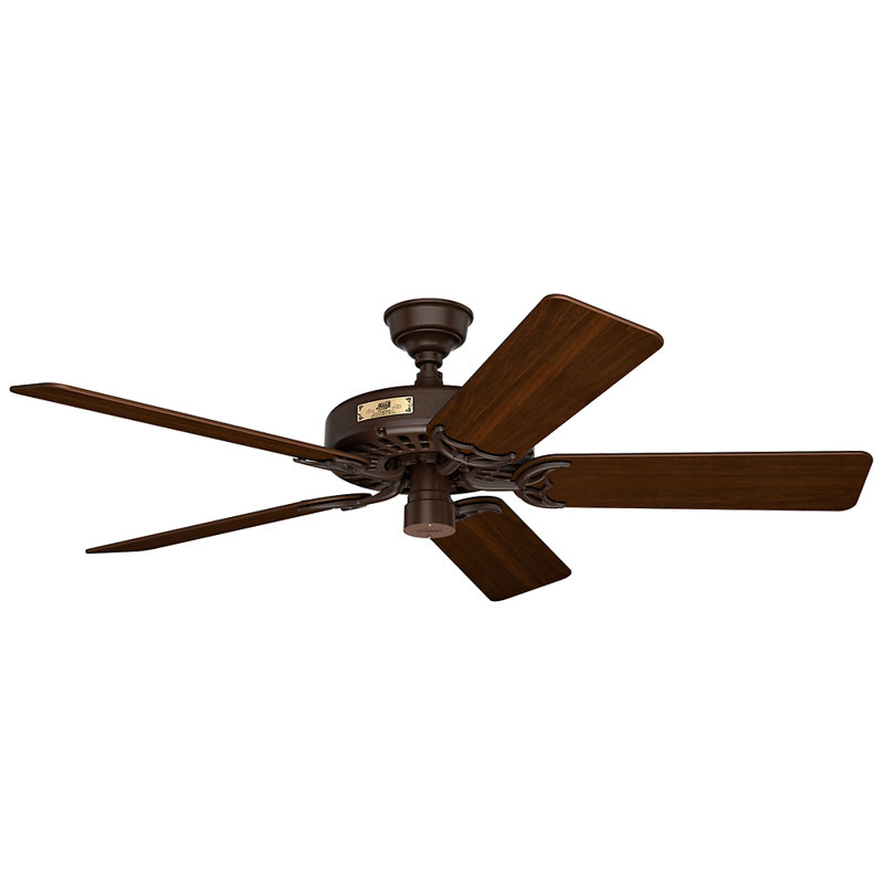 Hunter Original 52" 4 or 5 - Blade Outdoor / Indoor Traditional Ceiling Fan with Pull Chain, Chestnut Brown