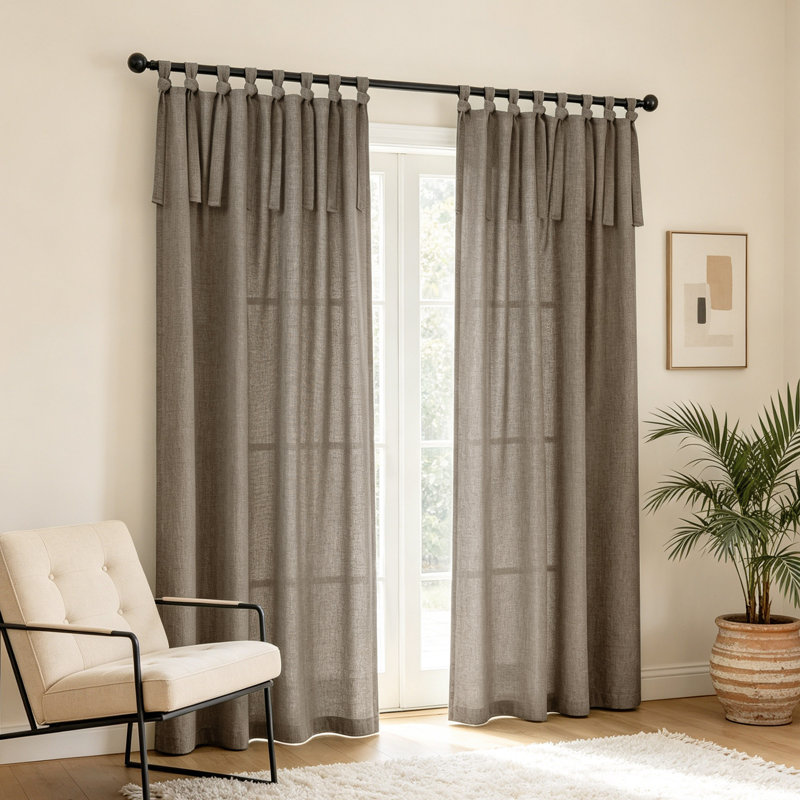 Paire de rideaux filtrant la lumière Linen, L 52 po x L 84 po, Cacao