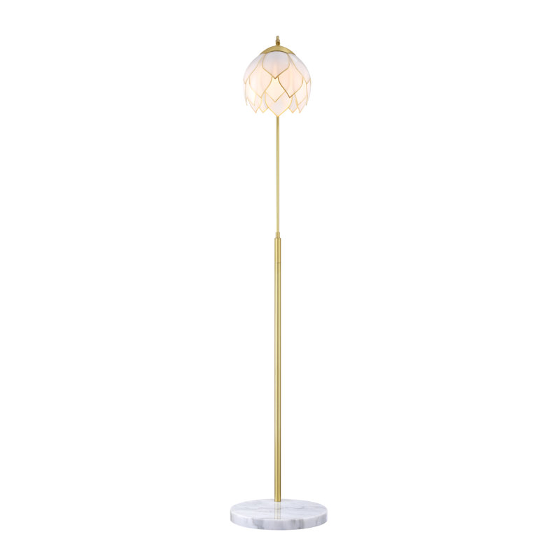 LED Arched Floor Lamp, Brushed Brass, Brushed Brass