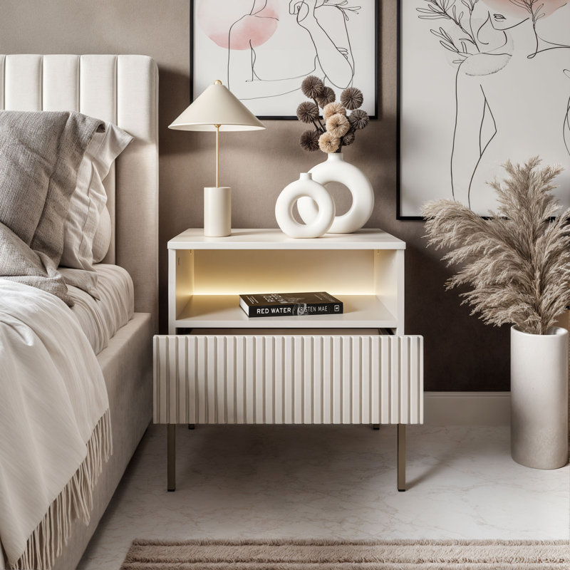 54cm W Manufactured Wood Bedside Table