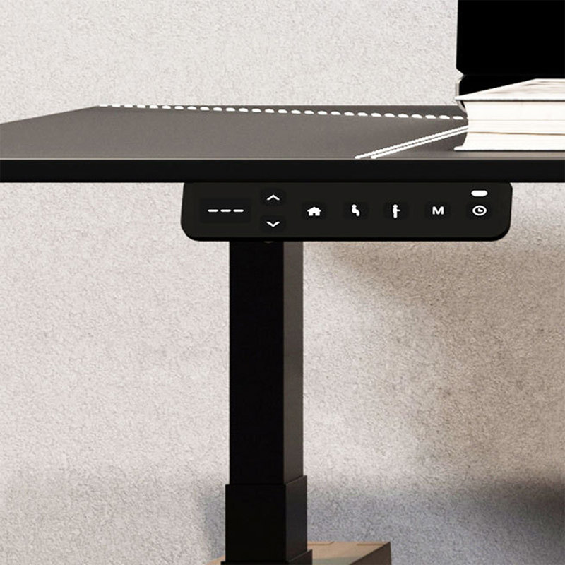Bureau debout en bois massif noir et noyer, H 51,57 po x l 55,12 po x P 27,56 po