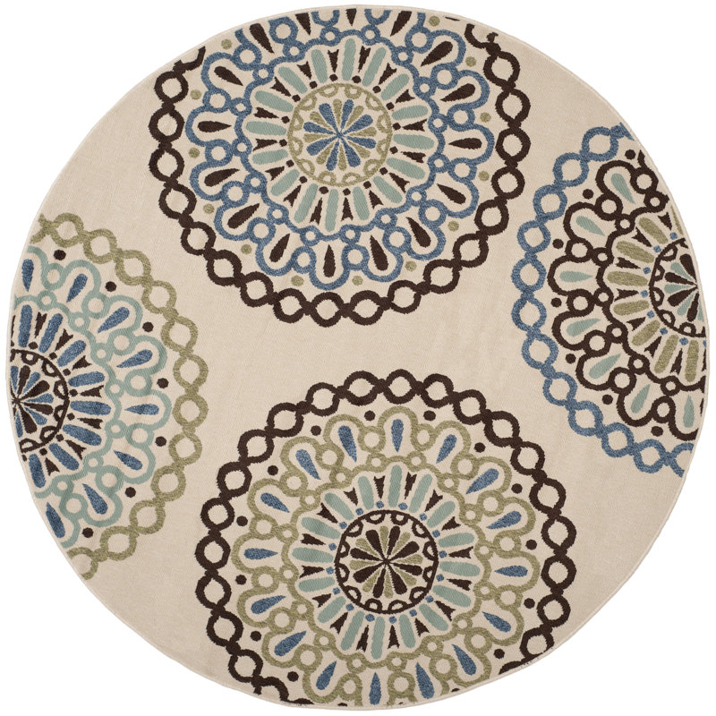 Centeno Veranda Performance Floral Indoor/Outdoor Area Rug, Round 8'