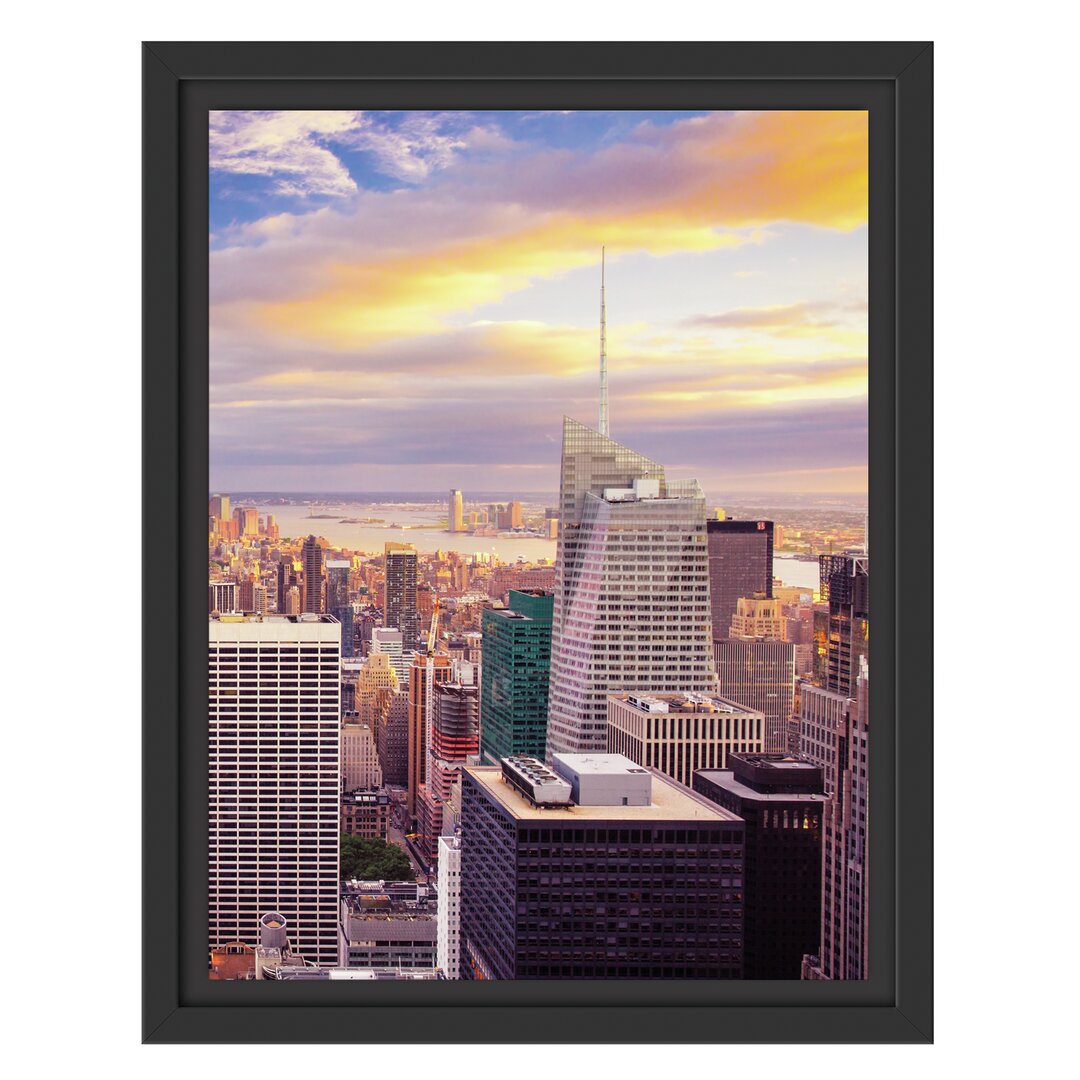 Gerahmtes Wandbild Skyline New York Sonnenuntergang