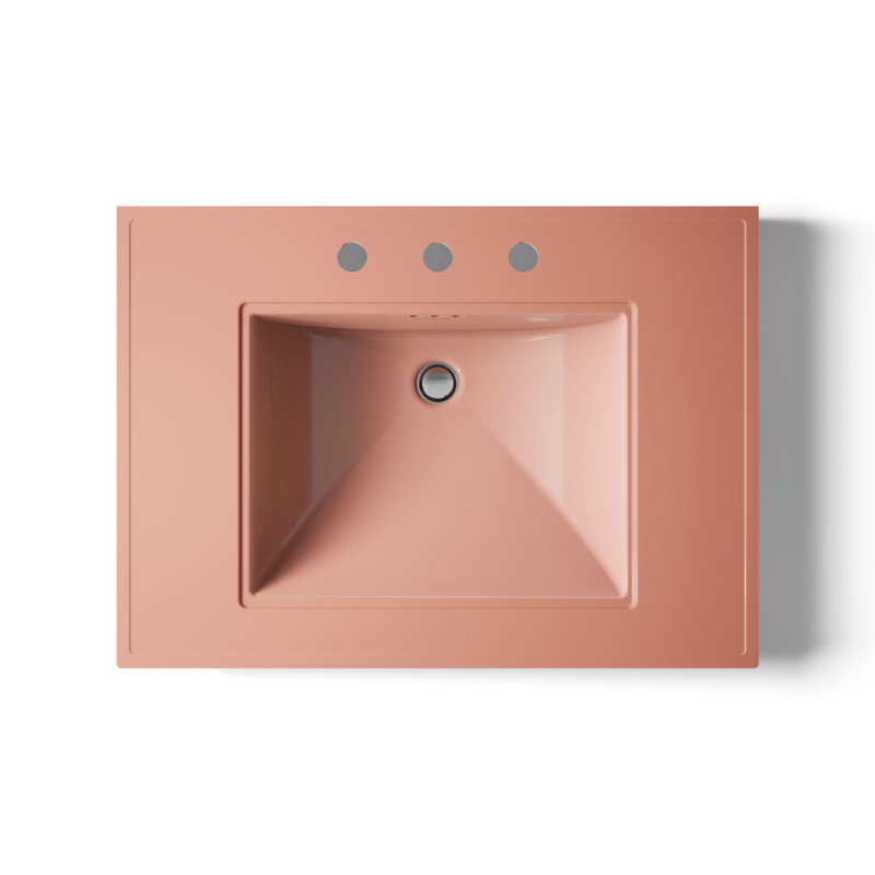 Memoirs® Stately Pedestal/Console Table Bathroom Sink Basin with Single Faucet-hole Drilling, 8" Centers, Peach Blow