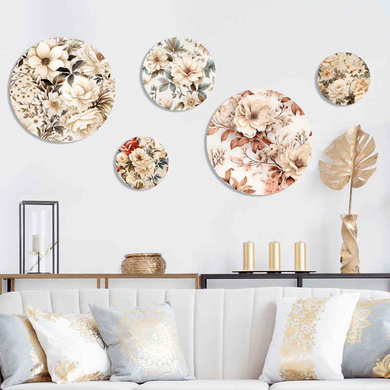 Thatcham - Ensemble d'art mural rond 5 plantes
