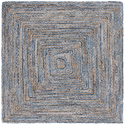 Tapis bleu / naturel tissé à plat à la main Demar
