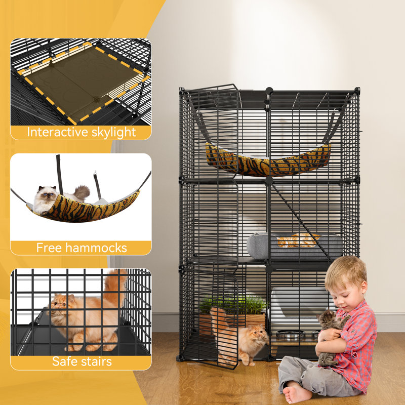 Tucker Murphy Pet™ Cat Cage Multi-Purpose Cat Enclosure, DIY Indoor Playpen And Kennel With Large Hammock For Cats And Small Animals