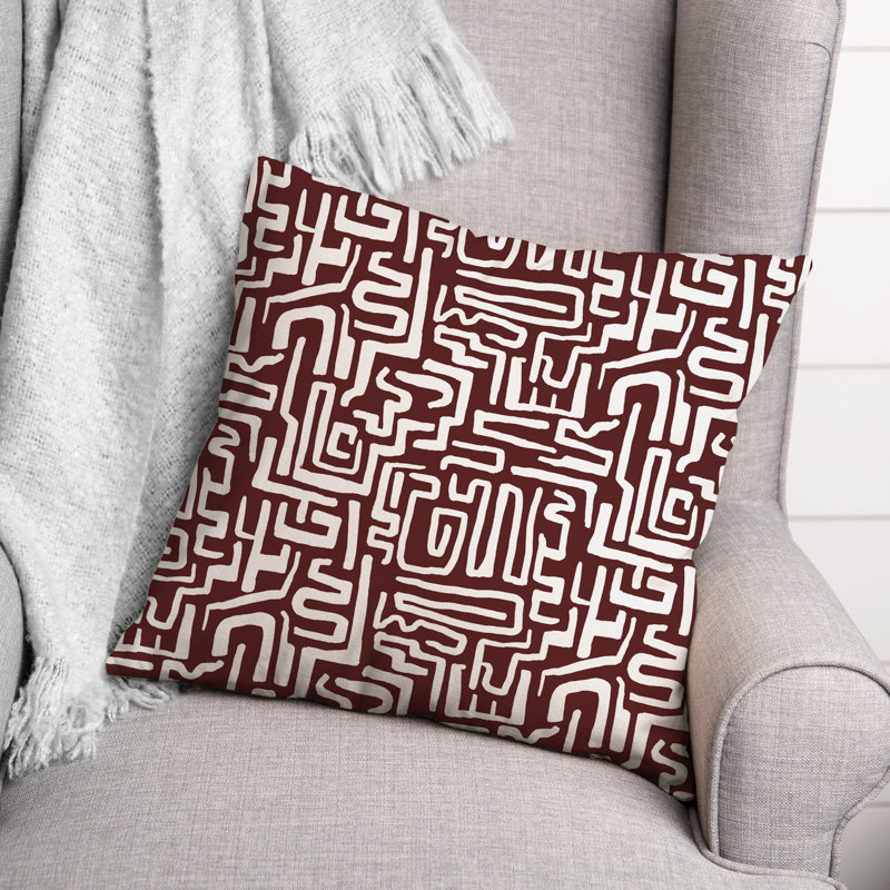 Coussin extérieur bleu marine Wiggly Shapes, H 18 po x l 18 po, Marron