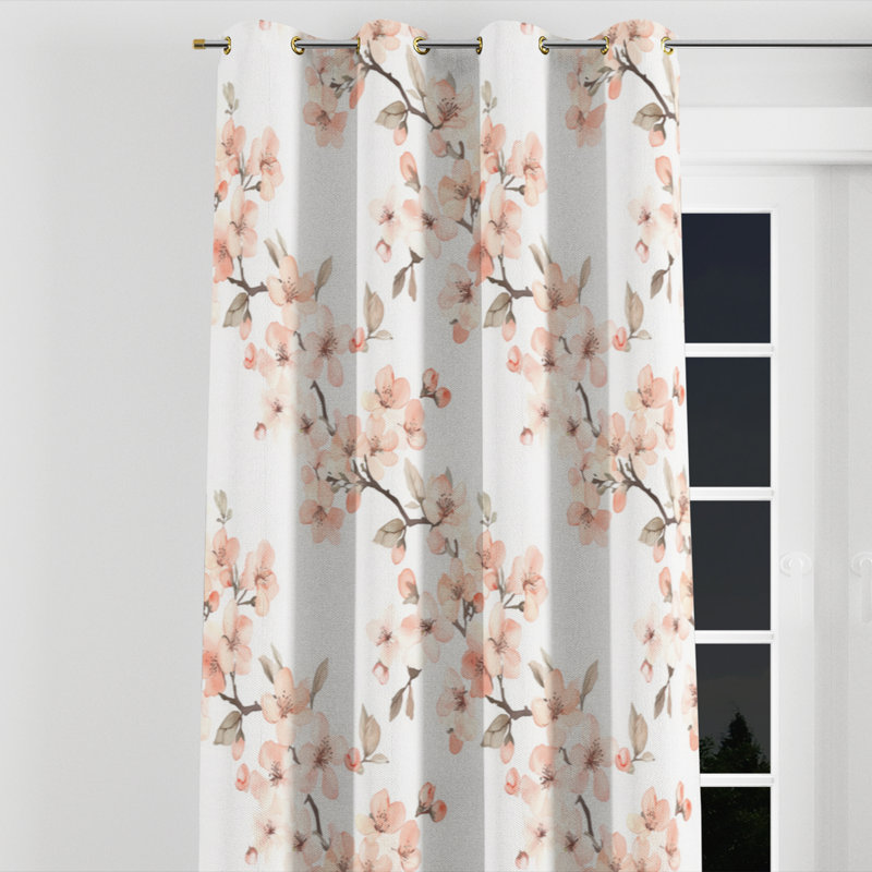 Panneaux de rideaux à motif floral - Rideau à œillets doux et rose - 1 panneau, L 52 po x L 63 po, Œillets dorés