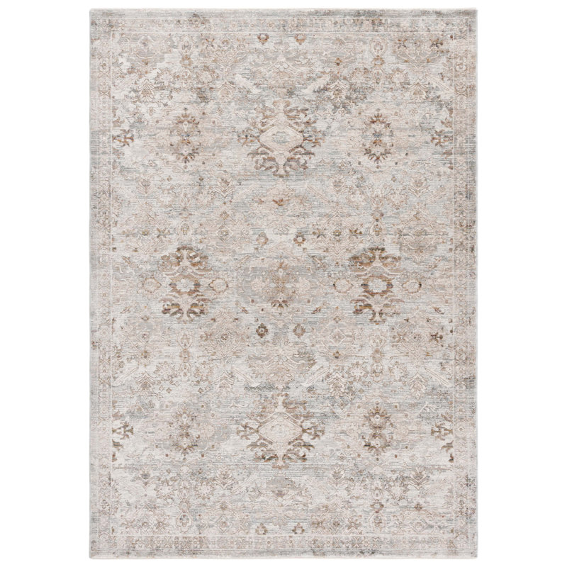 Oriental Area Rug in Taupe/Gray Blue, Rectangle 9' x 12'