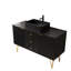 Meuble-lavabo autoportant de 48 po avec évier, 4 pieds dorés, 3 tiroirs et 2 portes, lavabo en cermaic rectangulaire et plateau en pierre frittée 48 po