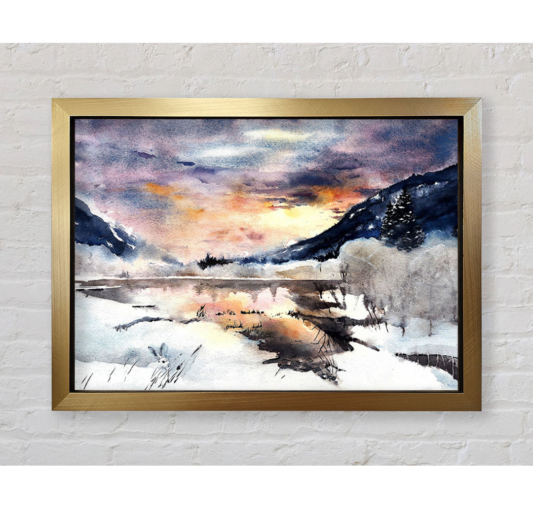 Winter At The Sunset Lake - Einzelne Bilderrahmen Kunstdrucke